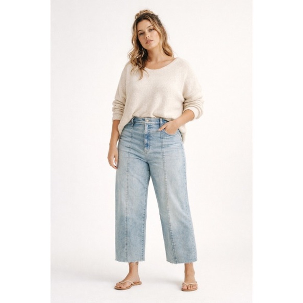 Daze Denim Pleaser High Rise Wide Leg Ankle Jeans‎ Light Blue Size 32 NWT